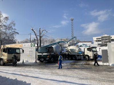 基礎耐圧版コンクリート打設状況 R7.12.22